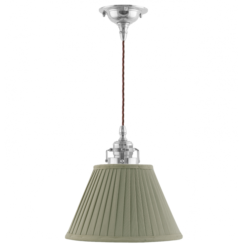 Ferlin förnicklad med olivgrön textilskärm (bild för) Ferlin förnicklad med olivgrön textilskärm