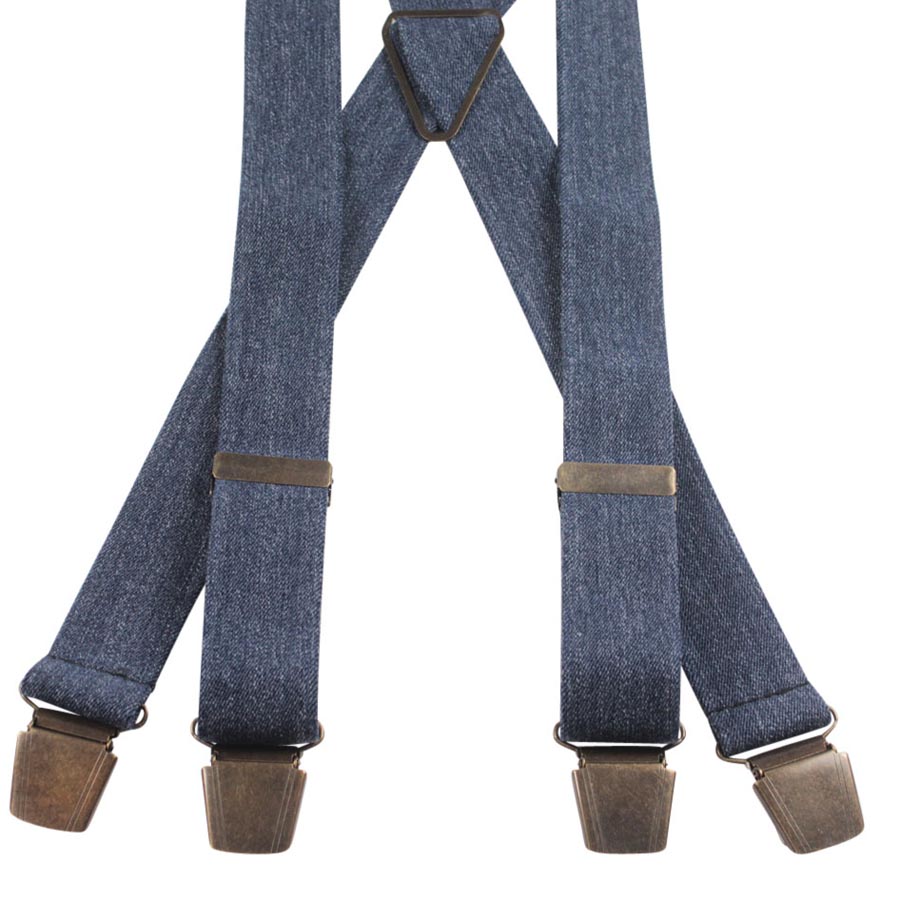 Hängslen med mörka klämmor (clips) 35 mm blå (bild för) Hängslen med mörka klämmor (clips) 35 mm blå